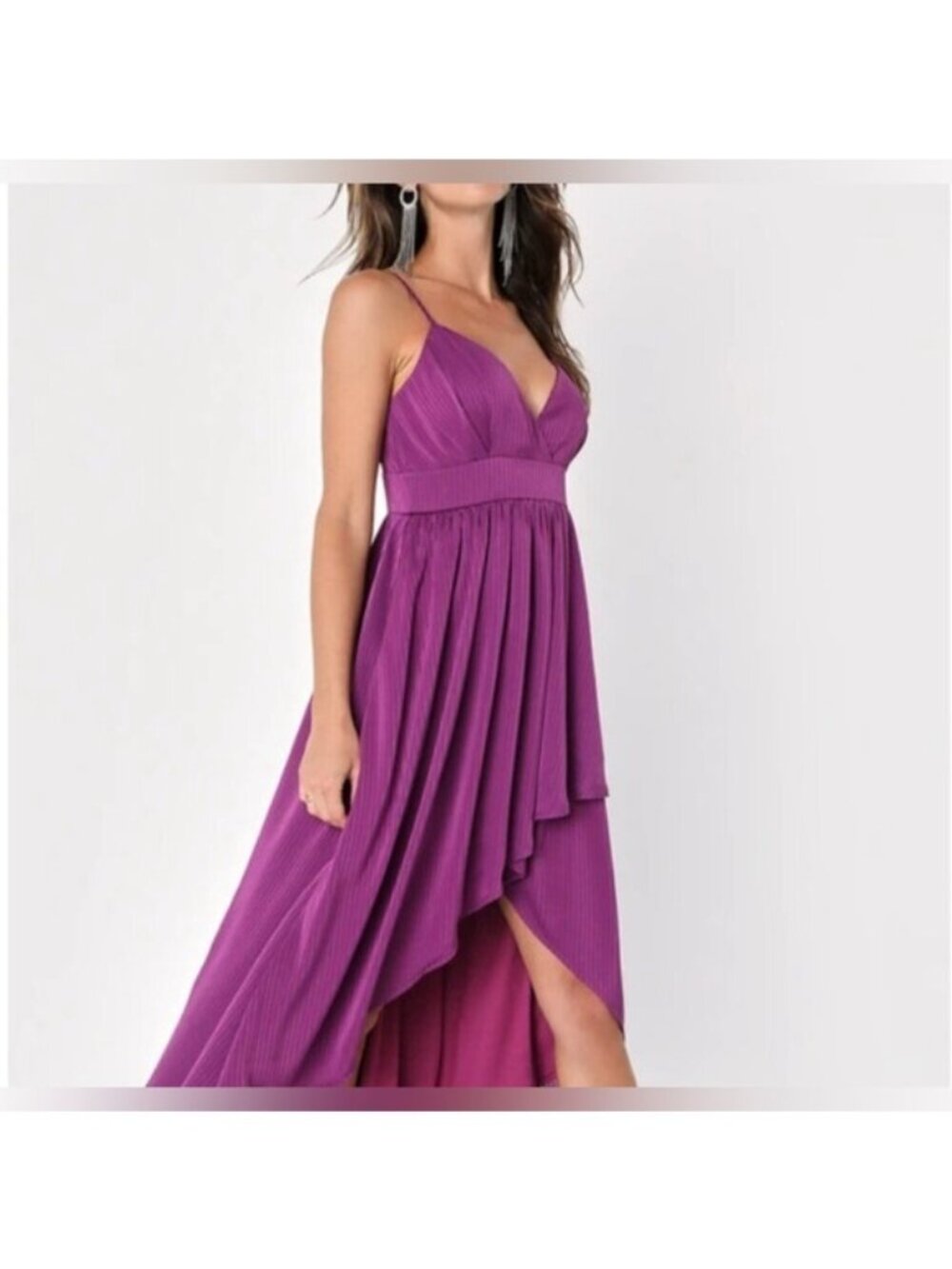 Lulu's Fuchsia Spaghetti-Strap High-Low Dress
